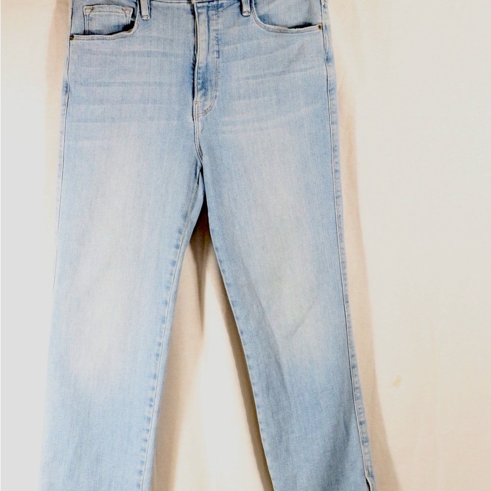 Frame Le Sylvie Crop Jeans Lt Wash Denim Women’s Size 30 Split‎ Hem Boot Cut